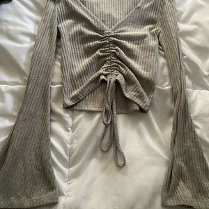 Grey long sleeve bell crop top
